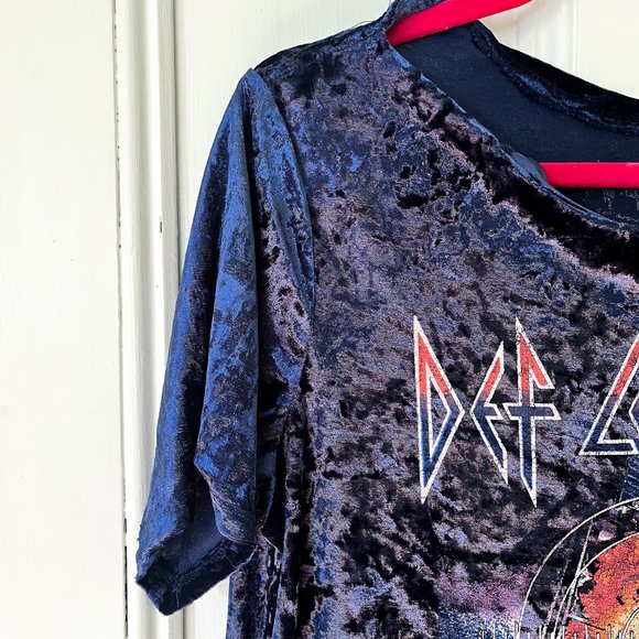 Def Leppard navy velvet Pyromania distressed tee - Picture 2 of 5